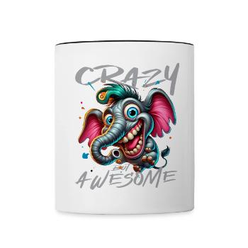 Crazy but Awesome Elefant Comic Stil - Tasse zweifarbig - Weiß/Schwarz - Vorne