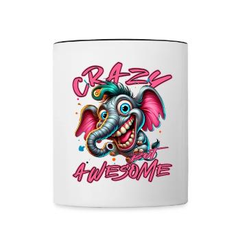 Style de bande dessinée d’éléphant fou mais génial - Mug contrasté - blanc/noir - Devant