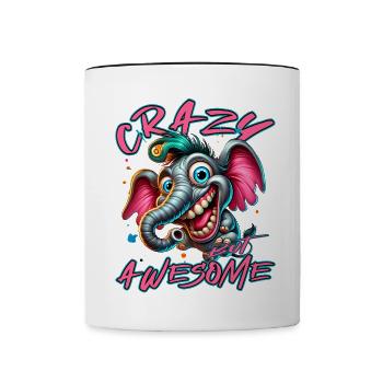 Crazy but Awesome Elephant Comic Style - Contrasting Mug - white/black - Front