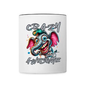 Style de bande dessinée d’éléphant fou mais génial - Mug contrasté - blanc/noir - Devant