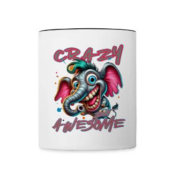 Crazy but Awesome - Style bande dessinée éléphant - Mug contrasté - blanc/noir - Devant
