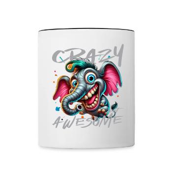 Style de bande dessinée d’éléphant fou mais génial - Mug contrasté - blanc/noir - Devant