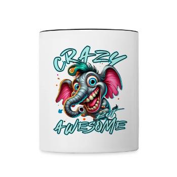 Crazy but Awesome Elefant Comic Stil - Tasse zweifarbig - Weiß/Schwarz - Vorne