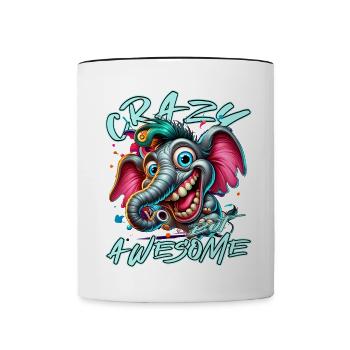 Crazy but Awesome Elefant Comic Stil - Tasse zweifarbig - Weiß/Schwarz - Vorne
