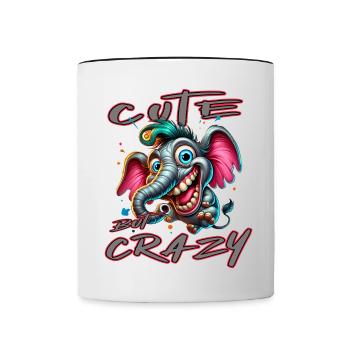 Style de bande dessinée éléphant mignon mais fou - Mug contrasté - blanc/noir - Devant