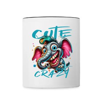 Style de bande dessinée éléphant mignon mais fou - Mug contrasté - blanc/noir - Devant