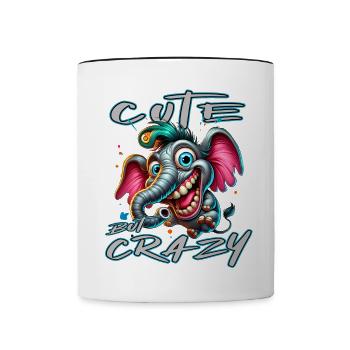 Cute but Crazy Elefant Comic Stil - Tasse zweifarbig - Weiß/Schwarz - Vorne
