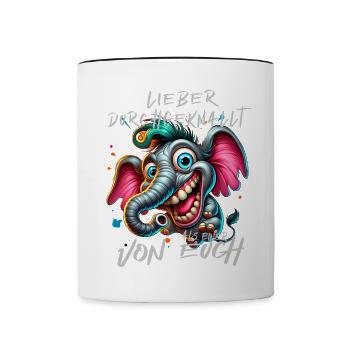 Lieber durchgeknallt als einer von euch – Elefant - Tasse zweifarbig - Weiß/Schwarz - Vorne