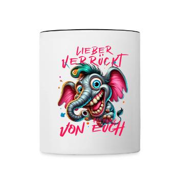 Lieber verrückt als einer von euch – Elefant - Tasse zweifarbig - Weiß/Schwarz - Vorne