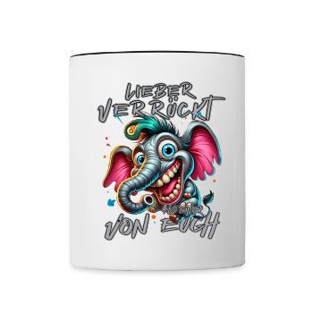Lieber verrückt als einer von euch – Elefant - Tasse zweifarbig - Weiß/Schwarz - Vorne