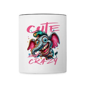 Cute but Crazy Elefant Comic Stil - Tasse zweifarbig - Weiß/Schwarz - Vorne