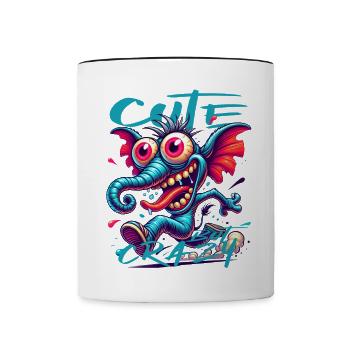 Cute but Crazy Elefant Comic Stil - Tasse zweifarbig - Weiß/Schwarz - Vorne