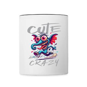 Style de bande dessinée éléphant mignon mais fou - Mug contrasté - blanc/noir - Devant