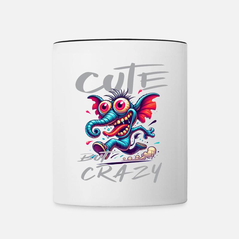 Cute but Crazy Elephant Comic Style - Contrasting Mug - white/black