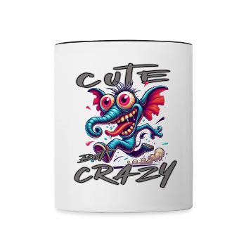 Style de bande dessinée éléphant mignon mais fou - Mug contrasté - blanc/noir - Devant