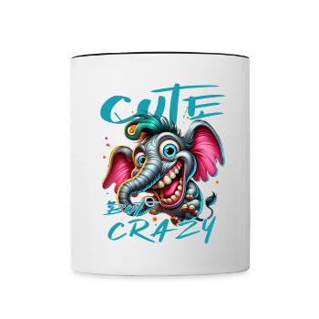 Style de bande dessinée éléphant mignon mais fou - Mug contrasté - blanc/noir - Devant
