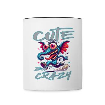 Style de bande dessinée éléphant mignon mais fou - Mug contrasté - blanc/noir - Devant