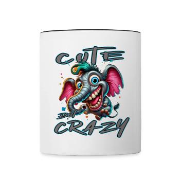 Style de bande dessinée éléphant mignon mais fou - Mug contrasté - blanc/noir - Devant