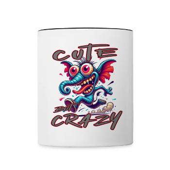 Style de bande dessinée éléphant mignon mais fou - Mug contrasté - blanc/noir - Devant