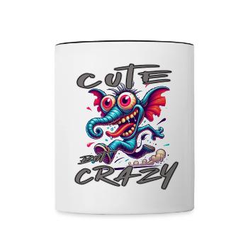 Style de bande dessinée éléphant mignon mais fou - Mug contrasté - blanc/noir - Devant