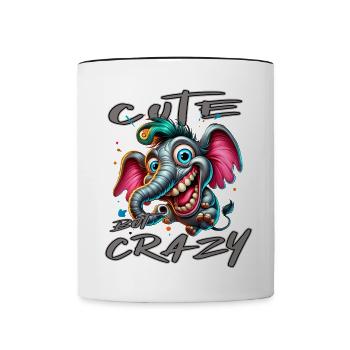 Style de bande dessinée éléphant mignon mais fou - Mug contrasté - blanc/noir - Devant