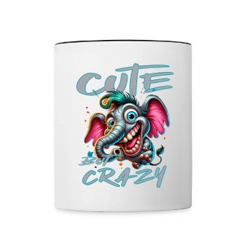 Style de bande dessinée éléphant mignon mais fou - Mug contrasté - blanc/noir - Devant