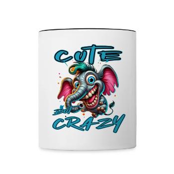 Cute but Crazy Elefant Comic Stil - Tasse zweifarbig - Weiß/Schwarz - Vorne