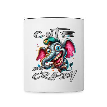 Style de bande dessinée éléphant mignon mais fou - Mug contrasté - blanc/noir - Devant