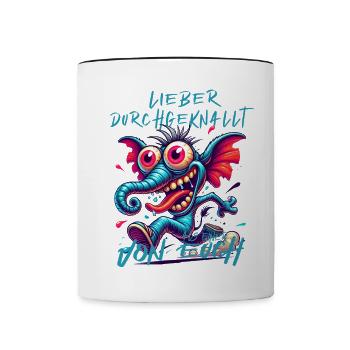 Lieber durchgeknallt als einer von euch – Elefant - Tasse zweifarbig - Weiß/Schwarz - Vorne