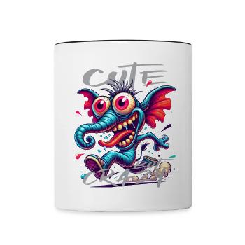 Cute but Crazy Elefant Comic Stil - Tasse zweifarbig - Weiß/Schwarz - Vorne