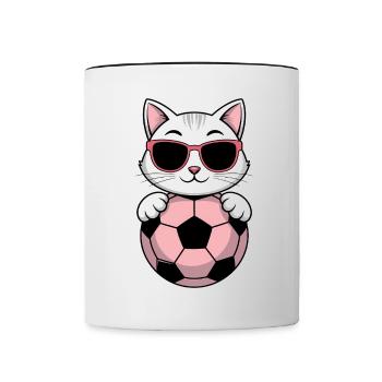 Soccer Girl Cat Funny Soccer Player Gift - Contrasting Mug - white/black - Front