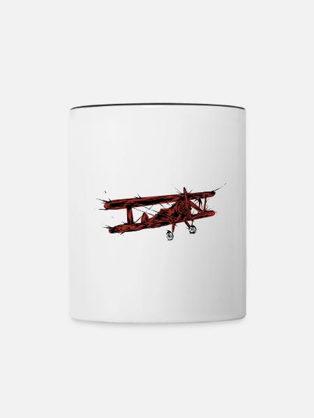 Oldtimer Flugzeug - Tasse zweifarbig - Weiß/Schwarz