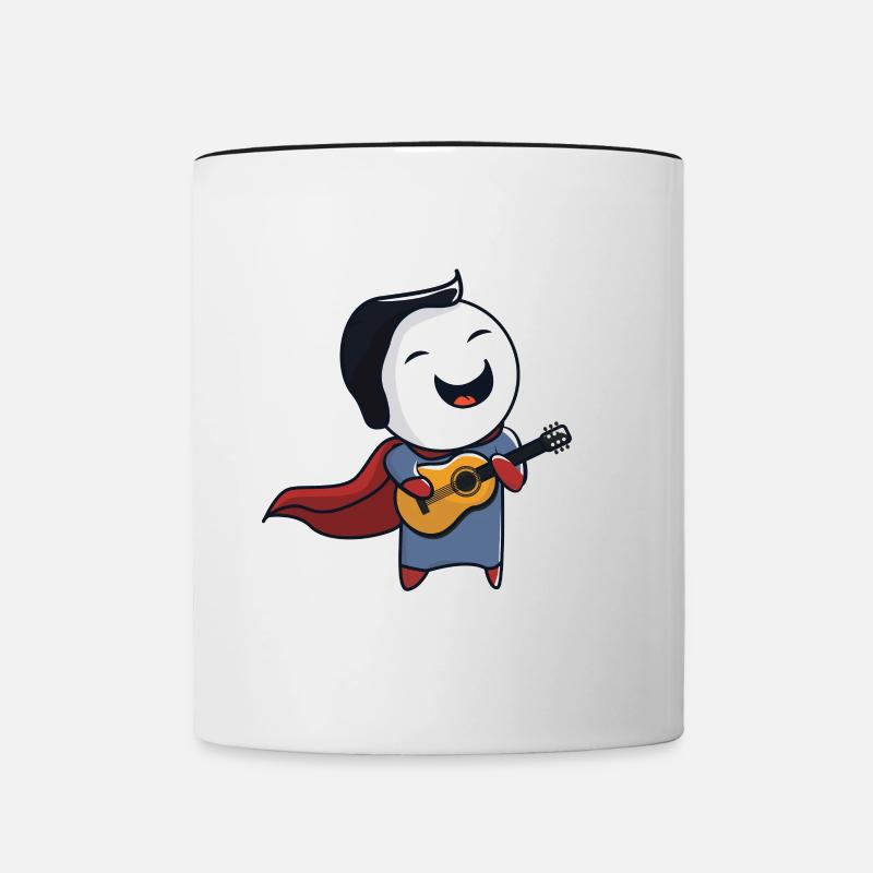 Superheld mit Gitarre - Tasse zweifarbig - Weiß/Schwarz