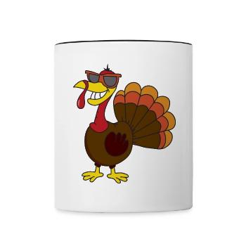 Thanksgiving Thanksgiving turkey turkey pilgrim - Contrasting Mug - white/black - Front