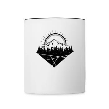 Soleil de la forêt de montagne - Mug contrasté - blanc/noir - Devant