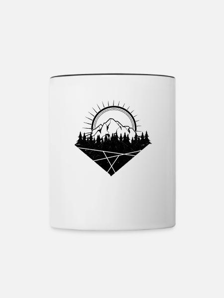 Berg Wald Sonne - Tasse zweifarbig - Weiß/Schwarz
