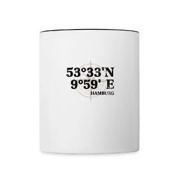 Hamburg Koordinaten Souvenir - Tasse zweifarbig - Weiß/Schwarz - Vorne