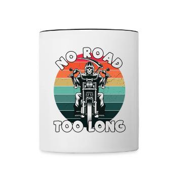 No Road Too Long. Motorcycle tours. - Contrasting Mug - white/black - Front