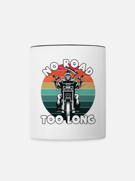 Aucune route n’est trop longue. Voyages à moto. - Mug contrasté - blanc/noir