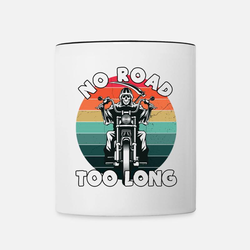 No Road Too Long. Motorcycle tours. - Contrasting Mug - white/black