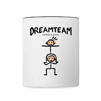 Father and son as dream team piggyback - Contrasting Mug - white/black - Front