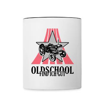 Tractor oldschool nostalgia tractor oldie from the countryside - Contrasting Mug - white/black - Front