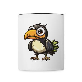 Toucan oiseau Halloween Zombie - Mug contrasté - blanc/noir - Devant