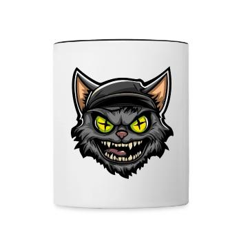 Halloween Comic Cat Cat - Contrasting Mug - white/black - Front