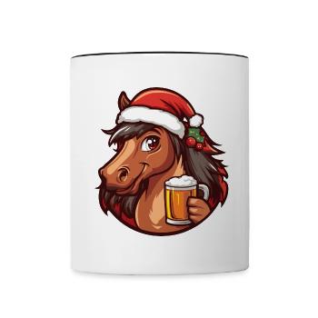 Cheval Noël Bière Drôle - Mug contrasté - blanc/noir - Devant