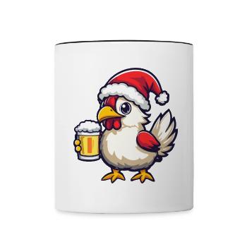 Chicken Christmas Beer Funny - Contrasting Mug - white/black - Front