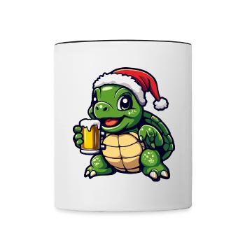 Turtle Christmas Beer Funny - Contrasting Mug - white/black - Front
