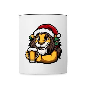 Lion Noël Bière Drôle - Mug contrasté - blanc/noir - Devant
