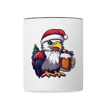 Aigle Bière de Noël Drôle - Mug contrasté - blanc/noir - Devant