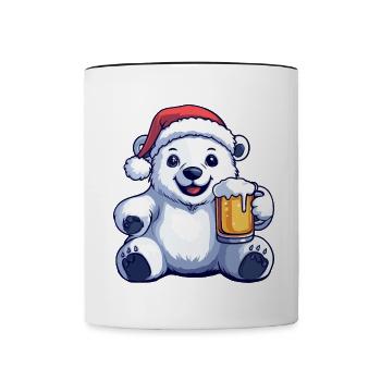 Polar Bear Christmas Beer Funny - Contrasting Mug - white/black - Front